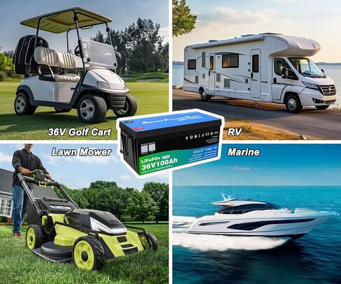 48 Volt 100Ah Lithium Golf Cart Battery, 48V LiFePO4 Battery with 10A Charger, Gauge, 200A BMS, 4000+ Cycles, 4.8 kWh Energy, Perfect for Golf Cart, RV, Marine, Lawn Mower in Saudi Arabia