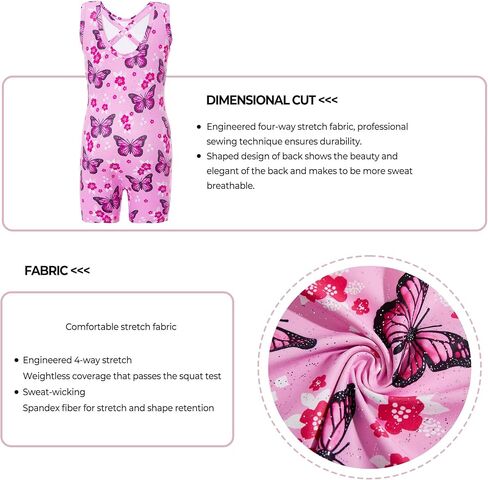 Haloumoning Girls Gymnastics Leotards with Shorts Kids One-Piece Sparkly Mermaid Dance Biketards Unitard 4-12Y in Saudi Arabia
