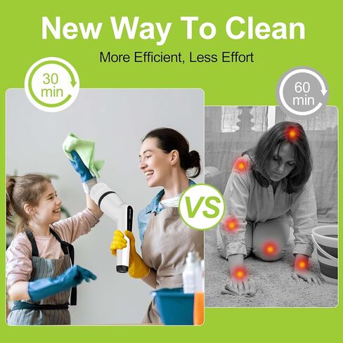 Electric Scrubber Brush, IPX7 Electric Scrubber for Shower, Electric Cleaning Brush Scrubber with 7 Replaceable Brush Heads & Retractable Handle, 2-Speed Adjustable Spin Cleaning Brush in Saudi Arabia