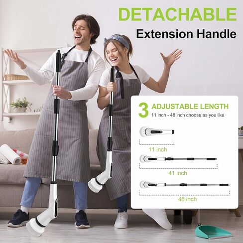 Electric Scrubber Brush, IPX7 Electric Scrubber for Shower, Electric Cleaning Brush Scrubber with 7 Replaceable Brush Heads & Retractable Handle, 2-Speed Adjustable Spin Cleaning Brush in Saudi Arabia
