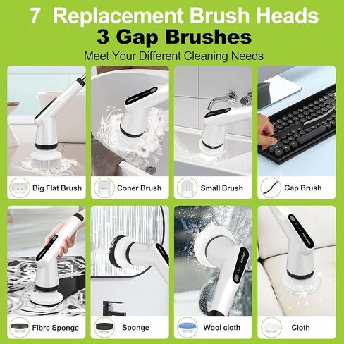 Electric Scrubber Brush, IPX7 Electric Scrubber for Shower, Electric Cleaning Brush Scrubber with 7 Replaceable Brush Heads & Retractable Handle, 2-Speed Adjustable Spin Cleaning Brush in Saudi Arabia