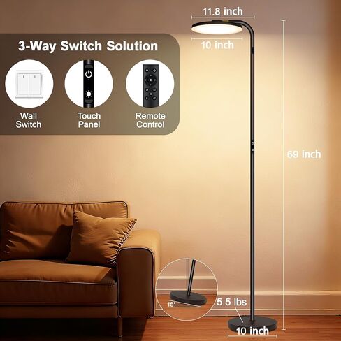 مصابيح أرضية لغرفة المعيشة ، LED 2400LM/36W مصباح دائم مع طاولة قابلة للضوء 69 "ضوء الزاوية الطوي in Saudi Arabia