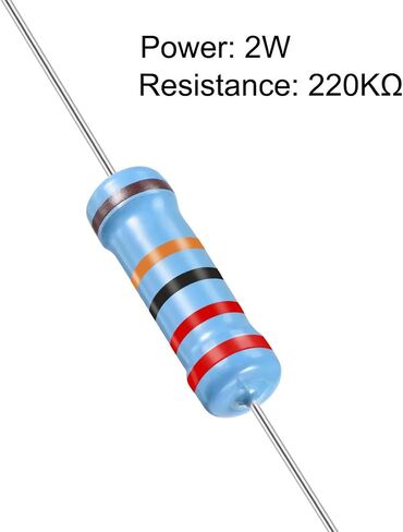 uxcell 100Pcs 220K Ohm Resistor, 2W 1% Tolerance Metal Film Resistors, Lead, 5 Bands for DIY Electronic Projects and Experiments in Saudi Arabia