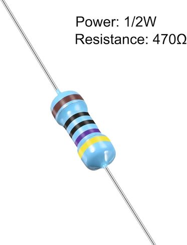 uxcell 100Pcs 470 Ohm Resistor, 1/2W 1% Tolerance Metal Film Resistors, Lead, 5 Bands for DIY Electronic Projects and Experiments in Saudi Arabia