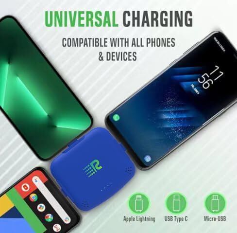 شاحن محمول Universe 3 في 1 - 3300 مللي أمبير، شحن سريع عالي السرعة 2.4 أمبير متوافق مع iPhone وAndroid Lightning، النوع C، Micro-USB يشحن 3 أجهزة في وقت واحد - RC33 مشحون مسبقًا in Kuwait
