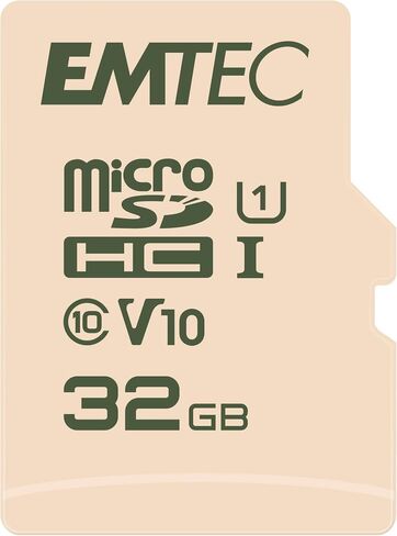 بطاقة SD خارجية سعة 32 جيجابايت من EMTEC - بطاقة SD لكاميرا UHS-I U1 V10 فئة 10 - حماية IPX6 وIPX7 - مثالية لمقاطع الفيديو عالية الدقة - عبوتان in Kuwait