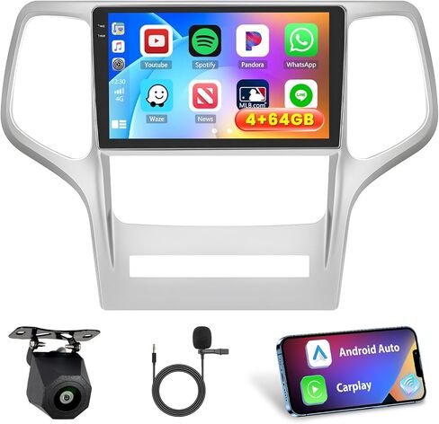 2+64 جيجابايت Inefala لسيارة Jeep Grand Cherokee 2010-2013 Android 13 راديو ستيريو للسيارة، شاشة لمس 9 بوصة مع CarPlay لاسلكي Android Auto WiFi GPS FM/RDS BT SWC USB RCA MIC كاميرا احتياطية in Saudi Arabia