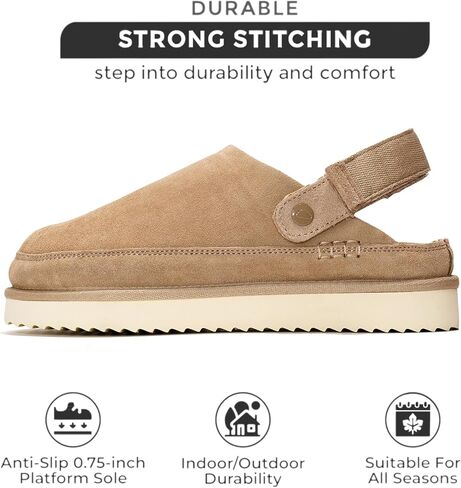Project Cloud Genuine Suede Clogs for Women - Memory Foam Platform Clogs Womens Shoes - Nonslip Slides for Women w/ Straps Lightweight Womens Clogs & Mules for Women 2025 (Goldstar, CHSTNUT, 8.5) in Kuwait