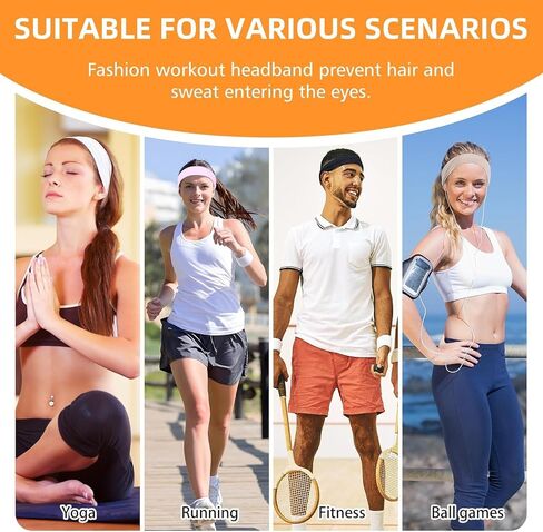 White Headbands - White Yoga Headbands Hairbands Exercise Bands Soft and Stretchy Elastic Solid Color in Saudi Arabia