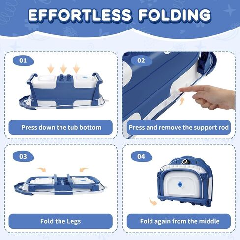 حوض استحمام الطفل القابل للطي ، حوض استحمام الطفل للولود الجديد مع مقياس الحرارة ووسادة عائمة ناعمة ، حوض أطفال سفر محمول للأطفال حديثي الولادة للأطفال الصغار من 0 إلى 36 شهرًا (Crab Gray) in Kuwait