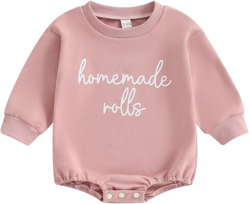 Pudcoco Baby Boys Girls Thanksgiving Outfit Homemade Rolls Bubble Sweatshirt Romper Bodysuit Fall Clothes in Saudi Arabia