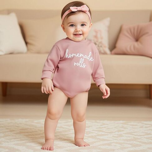 Pudcoco Baby Boys Girls Thanksgiving Outfit Homemade Rolls Bubble Sweatshirt Romper Bodysuit Fall Clothes in Saudi Arabia