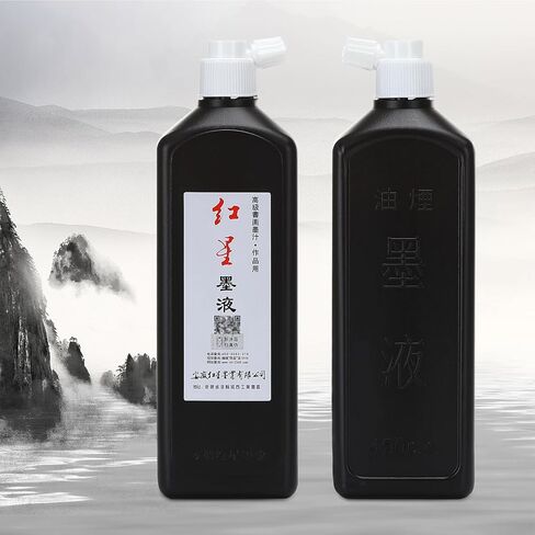 Megrez الصينية حبر الفرشاة الصينية ، حبر Redstar Black Liquid Ink Sumi للكتابة ورسم الخط الياباني ، حبر فرشاة الخط الصيني التقليدي ، 15.8 أوقية (450 مل)/زجاجة in Saudi Arabia