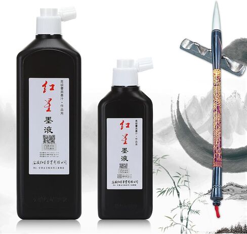 Megrez الصينية حبر الفرشاة الصينية ، حبر Redstar Black Liquid Ink Sumi للكتابة ورسم الخط الياباني ، حبر فرشاة الخط الصيني التقليدي ، 15.8 أوقية (450 مل)/زجاجة in Saudi Arabia