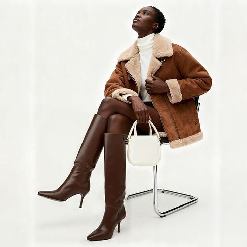 Modatope Knee High Boots Women Square Toe Stiletto Tall Boots Side Zipper Boot for Women in Kuwait