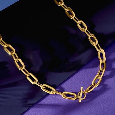 Ross-Simons Italian 14kt Yellow Gold Paper Clip Link Toggle Necklace in Saudi Arabia