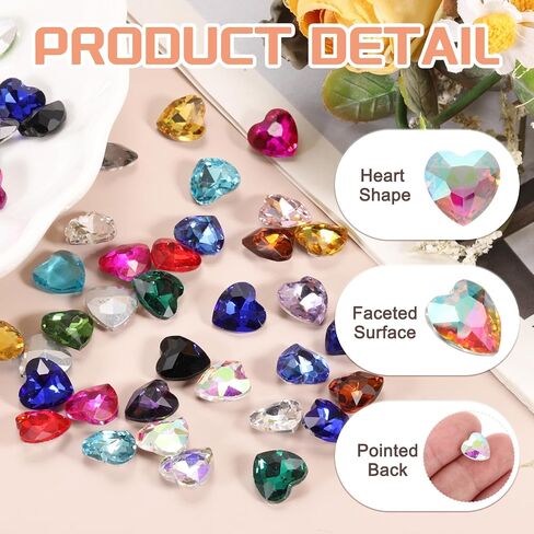 Meccanixity 50pcs Heart Rhinestones ، 10 ملم مدببة القلوب القلبية الأحجار الكريستون الكريستال لصنع المجوهرات صنع الحرف DIY ، الشمبانيا in Saudi Arabia