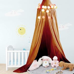 Zerodis Bed Canopy, Hanging Crib Canopy Protection Round Dome Play Tent Room Multicolor Net Curtain for Toddler Kid Baby Games House Crib Nook Castle Game Tent(Brown)