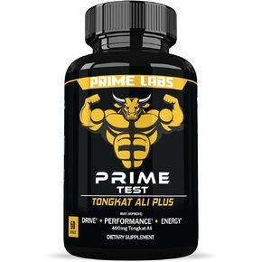 Prime Labs Tongkat Ali for Men - Organic Black Maca Root Powder - Tribulus Terrestris, Horny Goat Weed - Energy, Stamina, Endurance, Strength - 60 Capsules