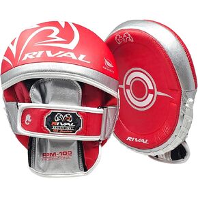 RIVAL Boxing RPM100 Professional Punch Mitts - Pre-Curved Ergonomic Design, Angled Hook and Loop Wrist Strap, and Soft Inner Lining