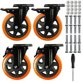 6 Inch Caster Wheels, Heavy Duty Casters Load 2800 Lbs, Industrial Swivel Silent Caster Wheels for Workbench Cart And Furniture Set of 4