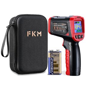 ميزان حرارة بالأشعة تحت الحمراء - مسدس درجة حرارة رقمي FKM مع ليزر دائري حاصل على براءة اختراع، مسدس ميزان حرارة ليزر غير ملامس للطهي/الأفران/إصلاحات المنزل، -58 درجة فهرنهايت ~ 1022 درجة فهرنهايت (-50 درجة مئوية -550 درجة مئوية)، غير مخصص للاستخدام على ا