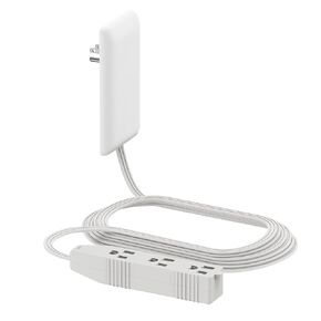 LIDER Flat-Face Outlet Extender with 3 Receptacles, Ultra-Thin Wall Plate Plug with Cord Extender and 3-Outlet Power Strip, 3ft Cord, LWE3-315-W, White