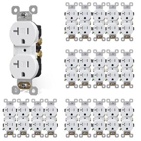 AIDA Duplex Electrical Receptacle Outlets, 20Amp 125V Wall Outlet, Residential, TR, 3-Wire, Self-Grounding, UL Listed, Push & Side Wire, Black (20 Pack)