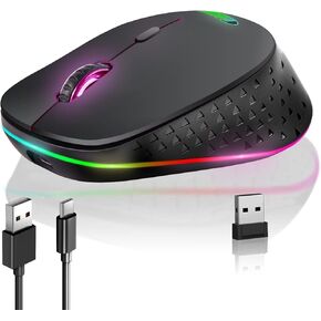 Greshare Wireless Gaming Mouse Computer Mouse PC Mouse Mac Gaming Mouse Bluetooth Mouse Soundless Mouse Mice for PC, Tablet, Laptop with Win/Pad/Mac/Linux/Andriod/iOS.Gift (Pink)