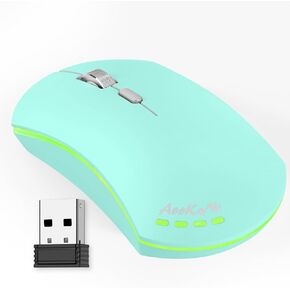 Wireless Bluetooth Mouse, LED Dual Mode Mouse (Bluetooth 5.2/3.0 and USB 2.4G) Rechargeable, Silent Mouse,for Apple Laptop,ipad Tablet,Desktop,Mac,Phone.(Black)