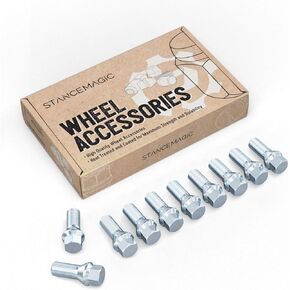 10pcs Extended Lug Bolts - 12x1.5, 42mm Shank (Not OEM Length), Cone Seat - Compatible with BMW 128i 135i 318i 320i 325i 328i 335i M3 525i 528i 530i 535i M5 Z3 Z4 E36 E46 E60 E90 E92 E93 - Black