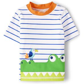 Gymboree Boys' and Toddler Embroidered Short Sleeve Rashguard