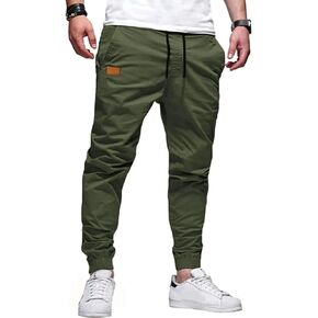 Men's Casual Joggers Pants Cotton Drawstring Chino Cargo Pants Hiking Outdoor Twill Track Jogger Sweatpants