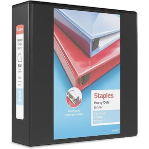 3" Staples Heavy-Duty View Binder with D-Rings (Black)