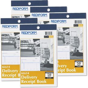 Delivery Receipt Book, 6 3/8 X 4 1/4, Two-Part Carbonless, 50 Sets/Book, Total 5 EA
