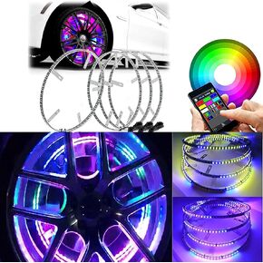 15.5" 288LED Dream Colors Wheel Rim Light Dancing Flow Chaing Car Tire Ring Lights with Remote and APP Control for Car Truck Tailer ATV SUV Off-Road(4 Sets)
