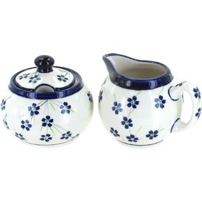 Blue Rose Polish Pottery Ballina Cream & Sugar Set