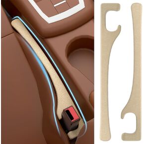 JAGAOSL Car Seat Gap Filler, Universal Fits Car SUV Truck PU Leather Crevice Blocker, Between Seat and Center Console, Stops Cellphone Wallet Keys Coins from Dropping, 2 Pack Beige