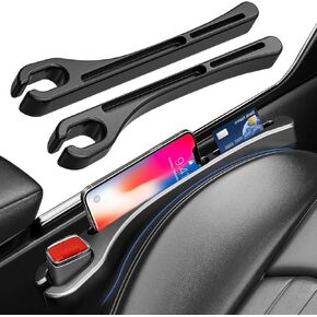 Dafun Car Seat Gap Filler Organizer 2 Pack, 2024 Upgrade PU Leather Auto Seat Crack Gap Filler for Vehicle SUV Truck, Black Accessories Interior for Men Women in Kuwait