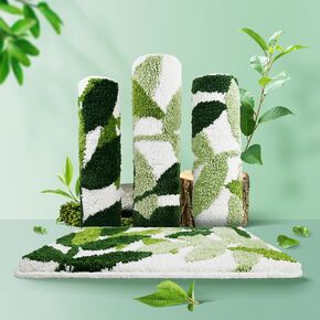 Bathroom Rugs 17" x 24" Extra Soft Green Small Bath Mat Non Slip Machine Washable 3D Tufted Cute Leaf Rug Durable and Super Absorbent