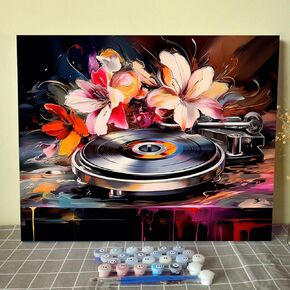 Aihonmin Musical Instrument Paint by Numbers for Adults and Children,Book DIY Acrylic Watercolor Painting by Numbers for Kids Beginners Abstract Painting Craft On Canvas Home Decor(Without Frame)