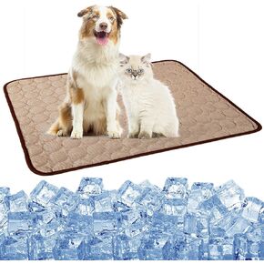 Dog Cooling Mat Cooling Pad for Dog, Washable Cooling Blanket Cushion for Kennel Sofa Bed Floor Car Seats,Travel Summer Dog Pad Made of Ice Silk (L&XL&11XL,Grey&Blue&Coffe)