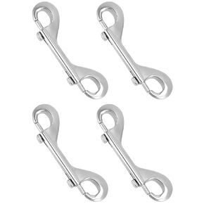 QWORK Double Ended Bolt Snaps Hooks, 4 Pack Trigger Metal Clips, Key Chain Dog Leash Horse Pet Sling, 4.57 Inch