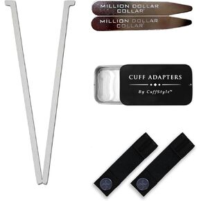 Complete Style Pack - 10-Pack Collar Placket Stays, 4-Pack of Metal Collar Stays, 5 Sets of Cuff Adapters, 1 Set of FLXCUF