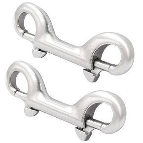 Zorveiio 2 Pcs 3.54 Inch 316 Stainless Steel Double Ended Bolt Snaps Hook Marine Grade, Double Snap Hook Chain Clips for Dog Leash Key Chain Horse Tack Diving Pet Feed Bucket Garage Use