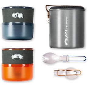 GSI Outdoors Halulite MicroDualist, 2-Person Ultralight Backpacking Cooking and Eating Set