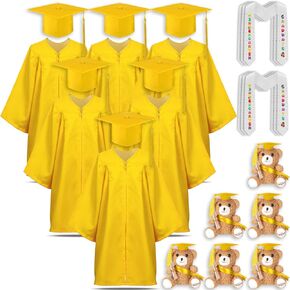 Unittype 24 Pcs Kindergarten Graduation Cap and Gown Bulk with Graduation Stole Stuff Plush Bear for Kids Children
