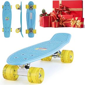 Mini Cruiser Standard Skateboard, Complete Skateboard, Classic 22-inch Street Skate Board for Beginners, Kids in Saudi Arabia