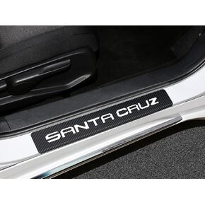4Pcs Santa Cruz Door Sill Protector Reflective 4D Carbon Fiber Sticker Decoration Door Entry Guard Door Sill Scuff Plate Stickers Accessories Compatible with Hyundai Santa Cruz (Blue)