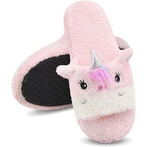 Panda Bros Slides Slippers, Soft Plush Cozy Open Toe Indoor Outdoor Fuzzy Slippers Gifts For Girls Women Girlfriend